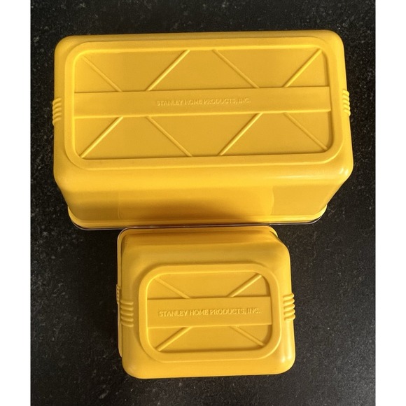 Vintage Stanley Home Products Yellow Food Storage Containers w/ Lids – Set of 2 - Picture 3 of 5